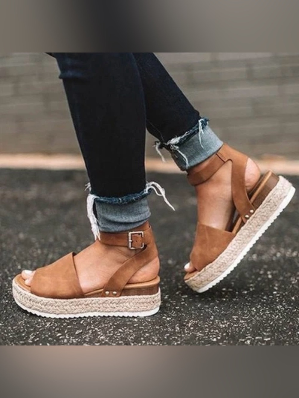 🔹Soda Ankle-Strap Espadrille Platform Sandal
